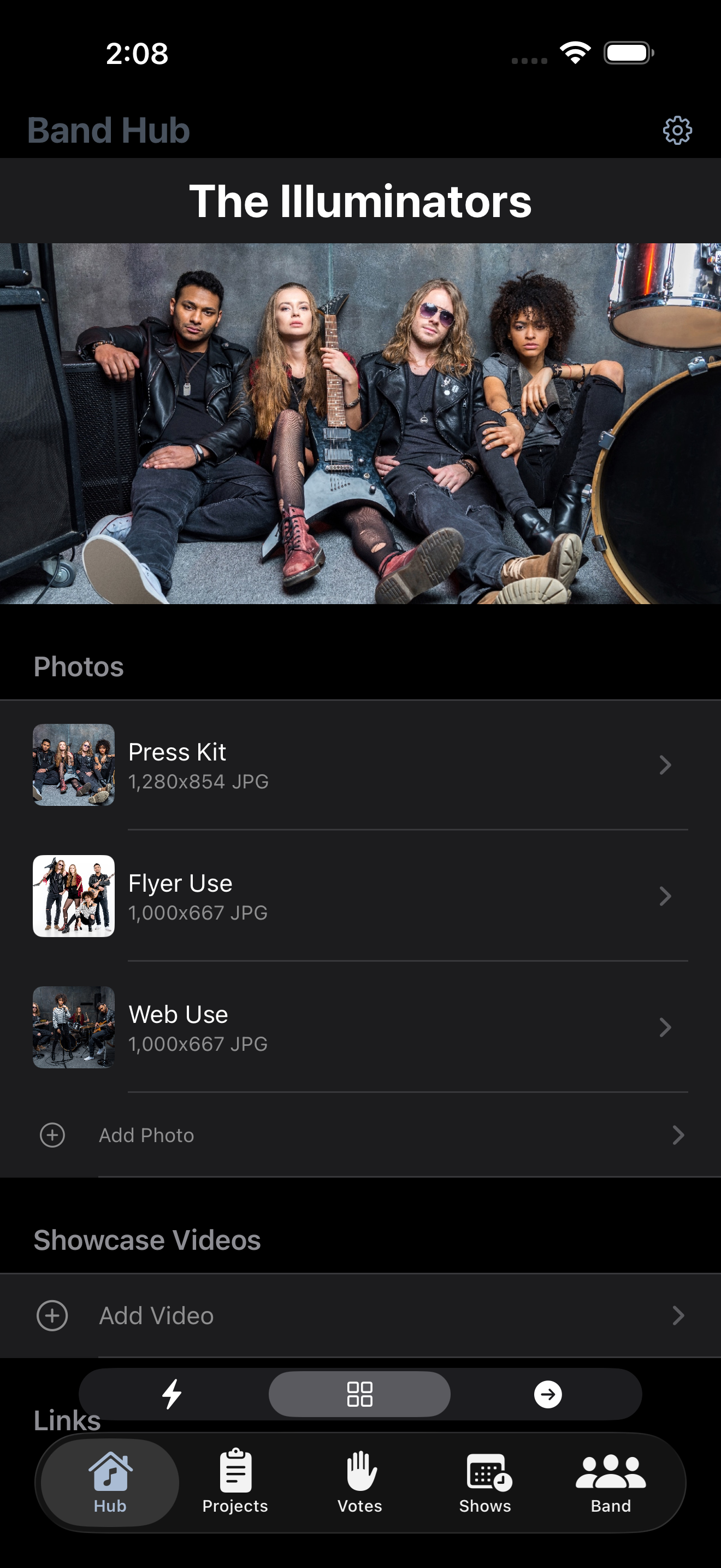 Hub in dark mode